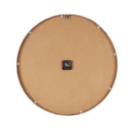 24" x 24" Light Brown Distressed Decorative Wall Clock with Beaded Frame